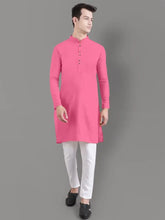 Load image into Gallery viewer, Elegant Cotton Blend Kurta and Pyjama Set for Men Pink