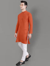 Load image into Gallery viewer, Elegant Cotton Blend Kurta and Pyjama Set for Men Orange