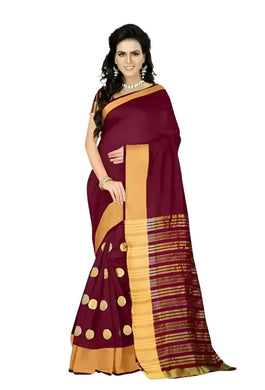 Elegant Maroon Cotton Silk Self Pattern Saree With Blouse Piece For Women

 Color:  Maroon
 Fabric:  Cotton Silk
 Type:  Saree with Blouse piece
 Style:  Self Pattern
 Design Type:  Festivewear, Party, Birthday, Wedding
 Blouse Type:  Running Blouse
Saree Length: 5.5 (in metres)
Blouse Length: 0.8 (in metres)

Experience the perfect blend of elegance and comfort with our elegant maroon cotton silk self pattern saree. Made with high-quality fabric, 