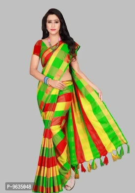 Beautiful Classic Cotton Checked Saree with Blouse piece GB