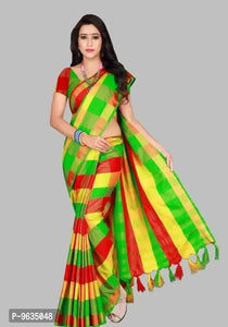 Beautiful Classic Cotton Checked Saree with Blouse piece GB