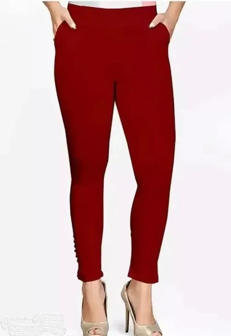 These Fabulous Pink Cotton Solid Leggings For Women are made of high-quality cotton for maximum comfort and durability. The solid cotton leggings design is perfect for any occasion, and the soft fabric ensures a comfortable fit all day long. Upgrade your wardrobe with these versatile leggings that are sure to become a staple in your closet.