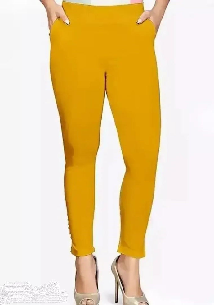 Fabulous  Cotton Solid Leggings For Women Yellow