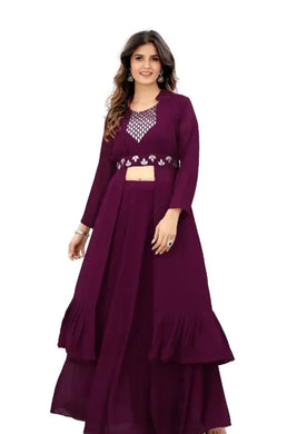 Elegqnce Women Georgette Embroidered Long Flared Gown