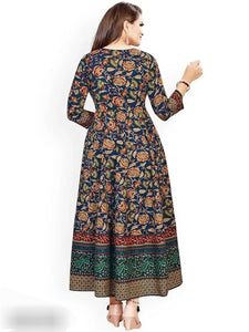 Rayon Printed ethenic long gown for women