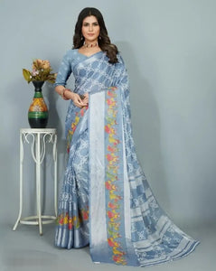 Classic Chiffon Sarees with Blouse Piece For Women