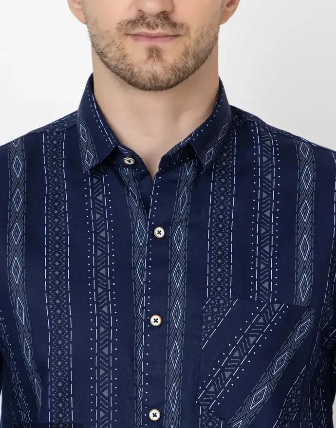 Tropical Printed Frekman Cotton Shirt for Men Outing, Vacation, Dating