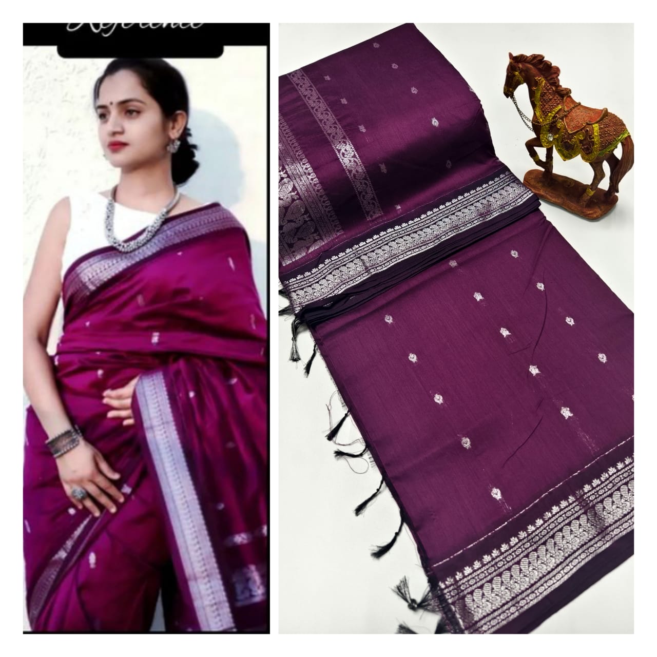 Premium Soft Gadwal Cotton Silk Shiny Paithani Srees with Running Blouse Piece.

Features:

Very premium and soft with Grand Zari pallu and contrast blouse 6.30 mtrs. Very Soft and smooth cotton Saree with all over thread Buttis.
Colors : 12+ premium colors
Fabric: Cotton Silk
Blouse: Running Blouse Piece&nbsp;
Type : Saree with soft touch give smooth feel
Buttis: All over thread buttis Glam up the looks of Saree as well you...
Pallu: Zari Pallu which Elavate the Saree Looks
Style: Cotton Silk Saree which G