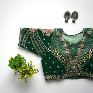 Trendy Golden Embrodered Blouse with Sequence touch up all over Blouse