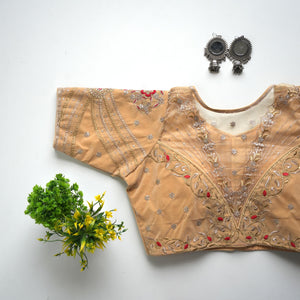 Trendy Golden Embrodered Blouse with Sequence touch up all over Blouse