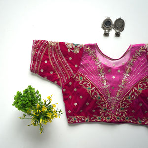 Trendy Golden Embrodered Blouse with Sequence touch up all over Blouse