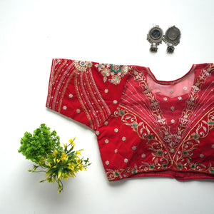 Trendy Golden Embrodered Blouse with Sequence touch up all over Blouse