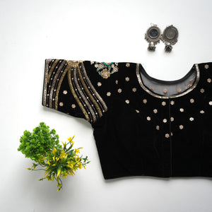 Trendy Golden Embrodered Blouse with Sequence touch up all over Blouse