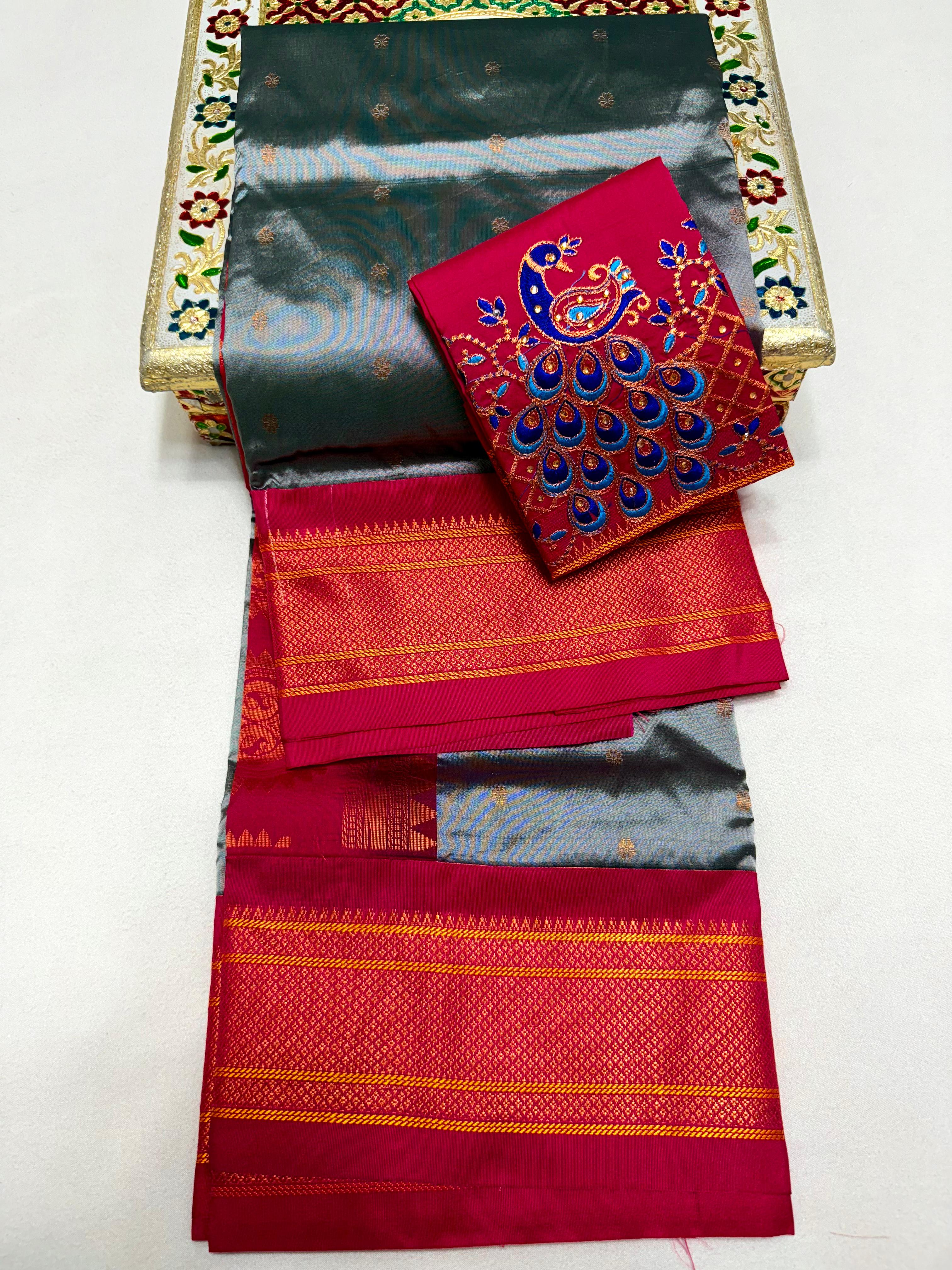 Design Maheshwari Silk PAithani Saree with Aari Work Blouse