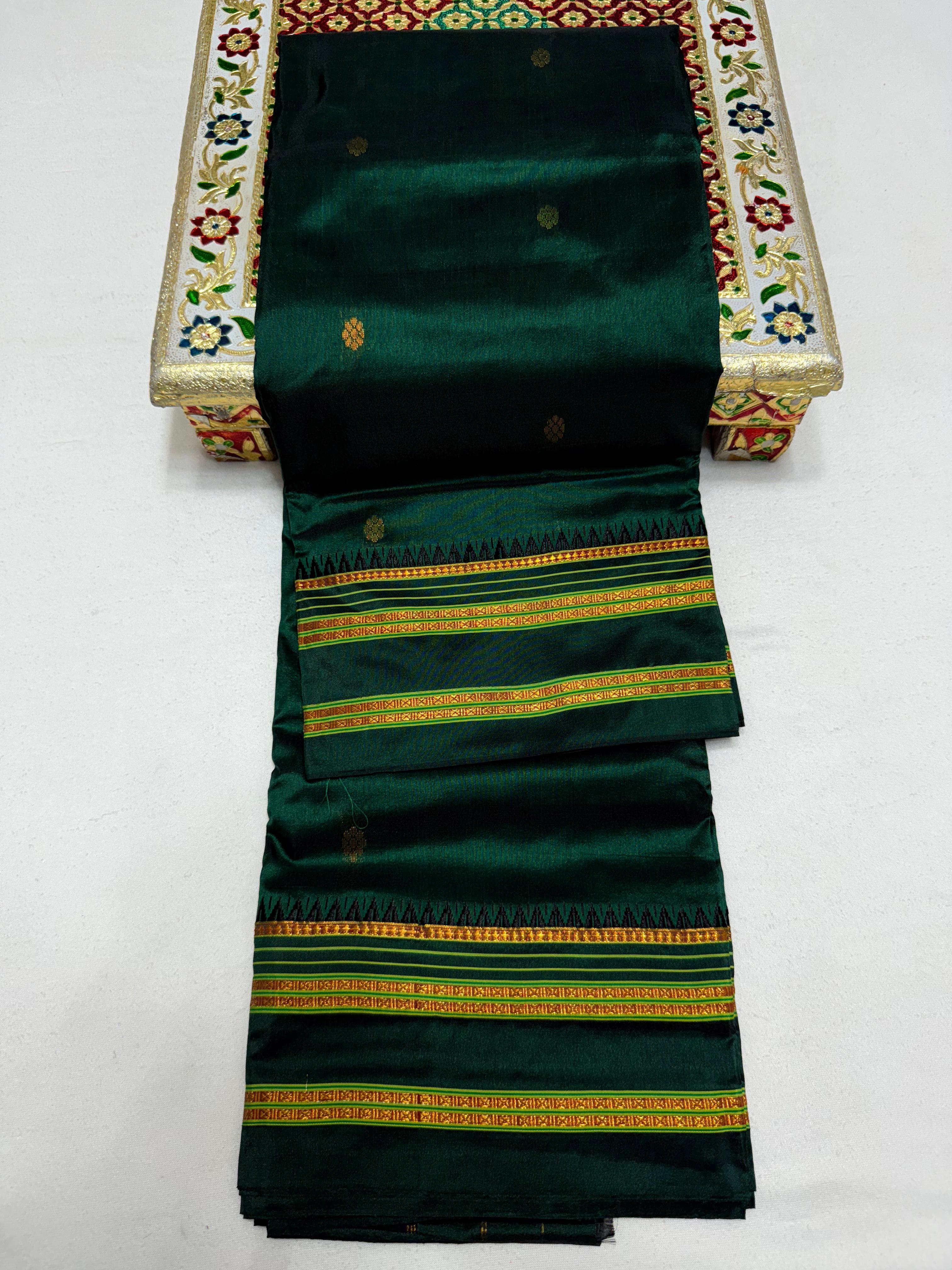 Women's Pure Narayanpeth Silk Paithani Sarees All Over Buttis 4*4 Rich Pallu with Running Blouse shoulder Buttis in New Colours.