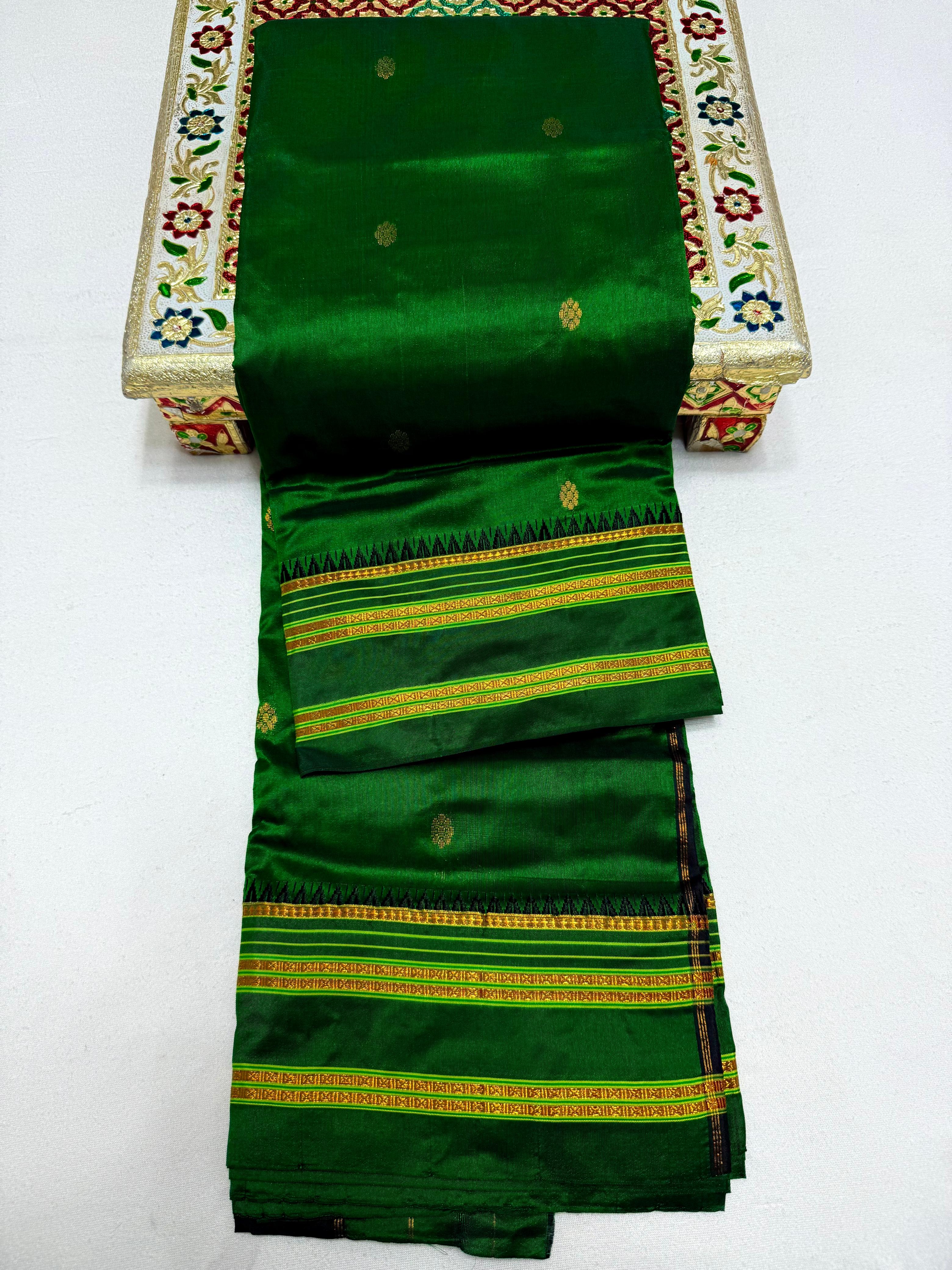 Women's Pure Narayanpeth Silk Paithani Sarees All Over Buttis 4*4 Rich Pallu with Running Blouse shoulder Buttis in New Colours.