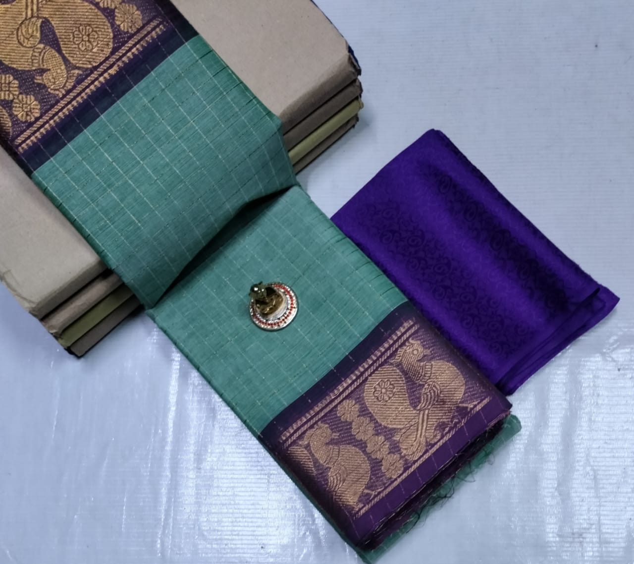 Chettinad Cotton Sarees in Fancy Design 5.5 mtrs With Kalamkari Blouse for Women