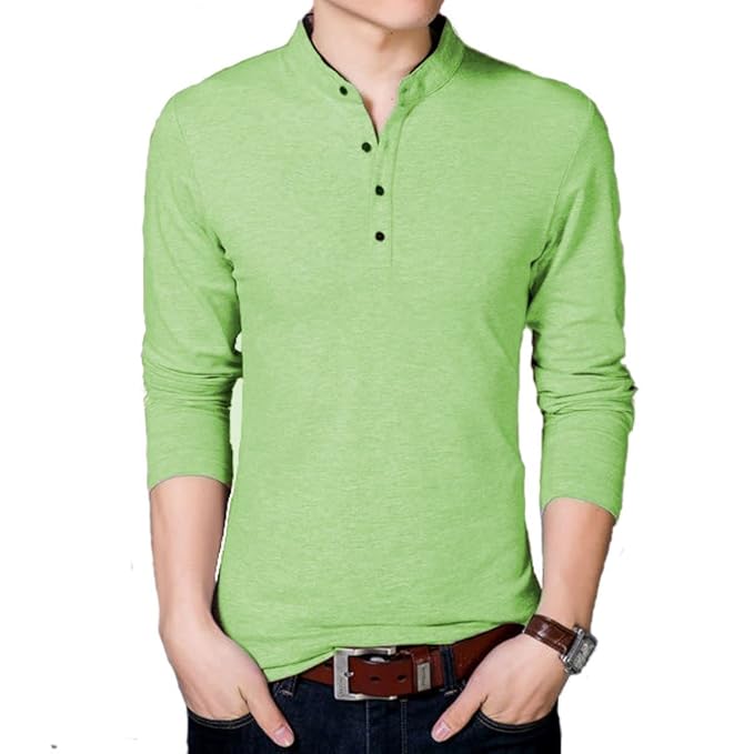 Stay stylish with this Men's Solid Cotton Blend Mandarin Collar T-Shirt. Designed for comfort and versatility, making it perfect for daily wear and casual gatherings.