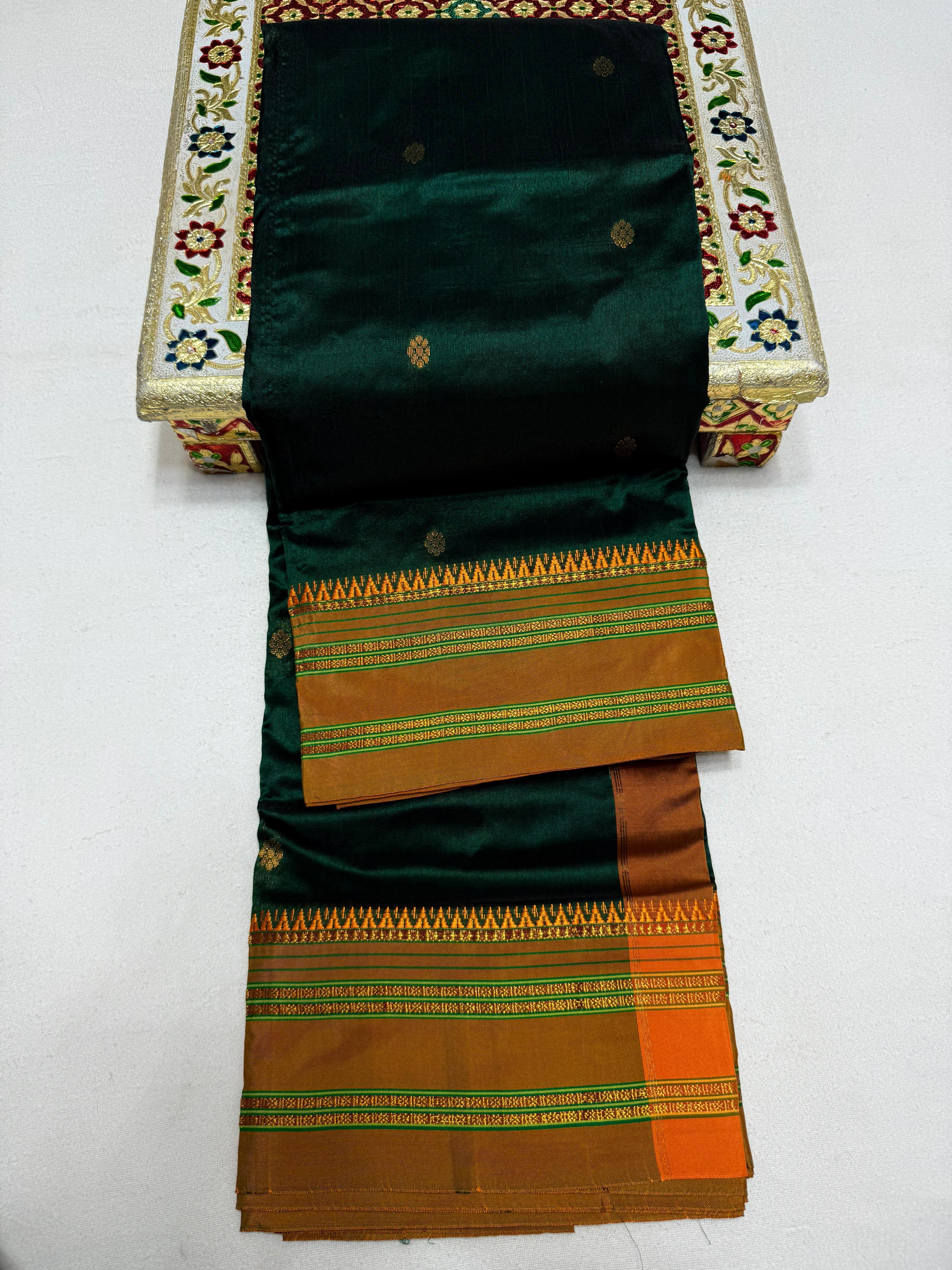 Women's Pure Narayanpeth Silk Paithani Sarees All Over Buttis 4*4 Rich Pallu with Running Blouse shoulder Buttis in New Colours.