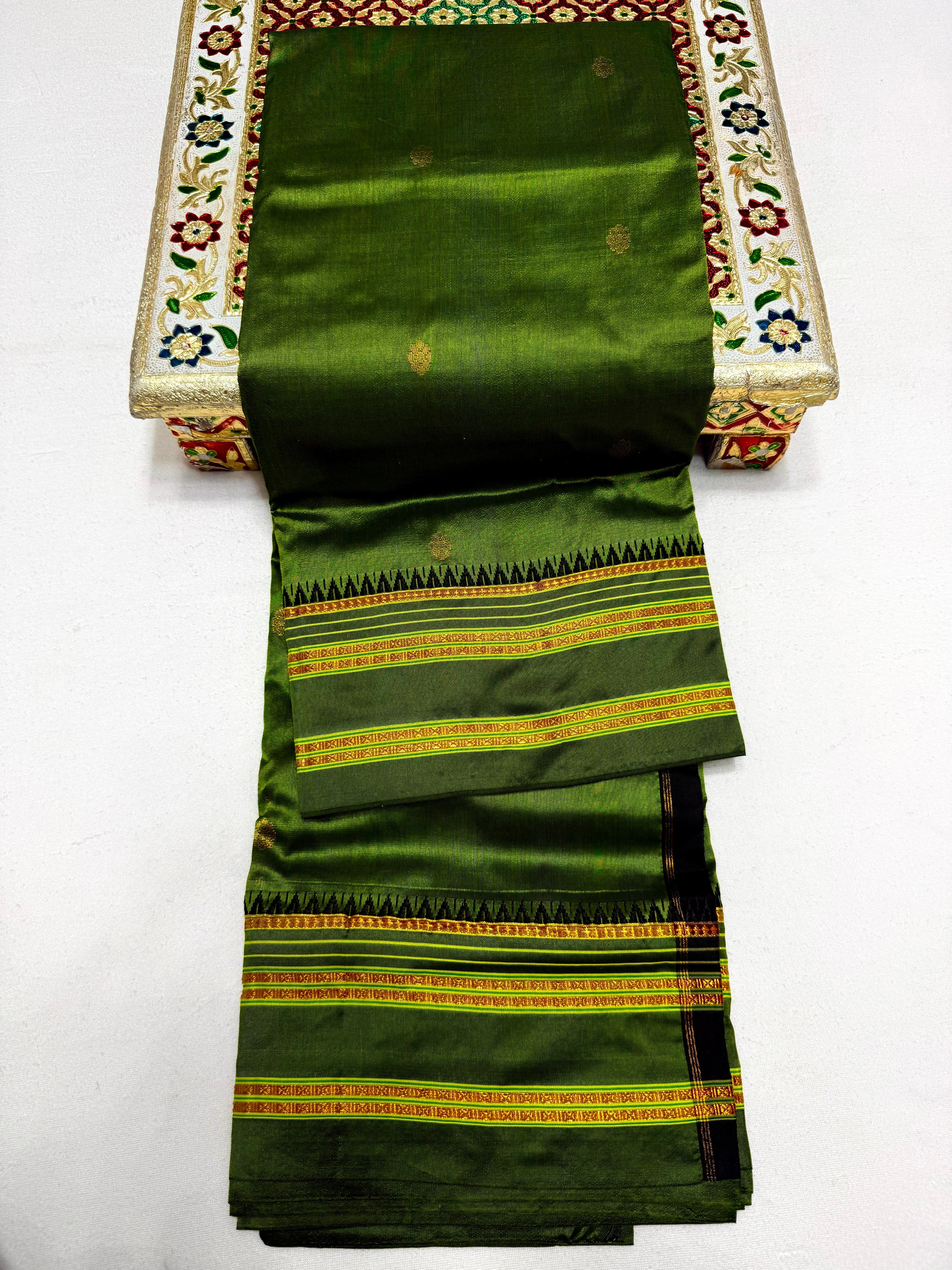 Women's Pure Narayanpeth Silk Paithani Sarees All Over Buttis 4*4 Rich Pallu with Running Blouse shoulder Buttis in New Colours.