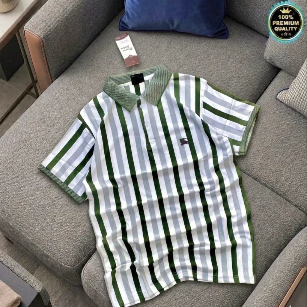Pair it with jeans or joggers for a smart casual look or layer under a jacket for a premium outfit.&nbsp;Shop premium Burberry style T-shirt for men made with stretchable SAPP Malai fabric. Perfect fit, high quality &amp; available in Navy, Black &amp; White. Order now!