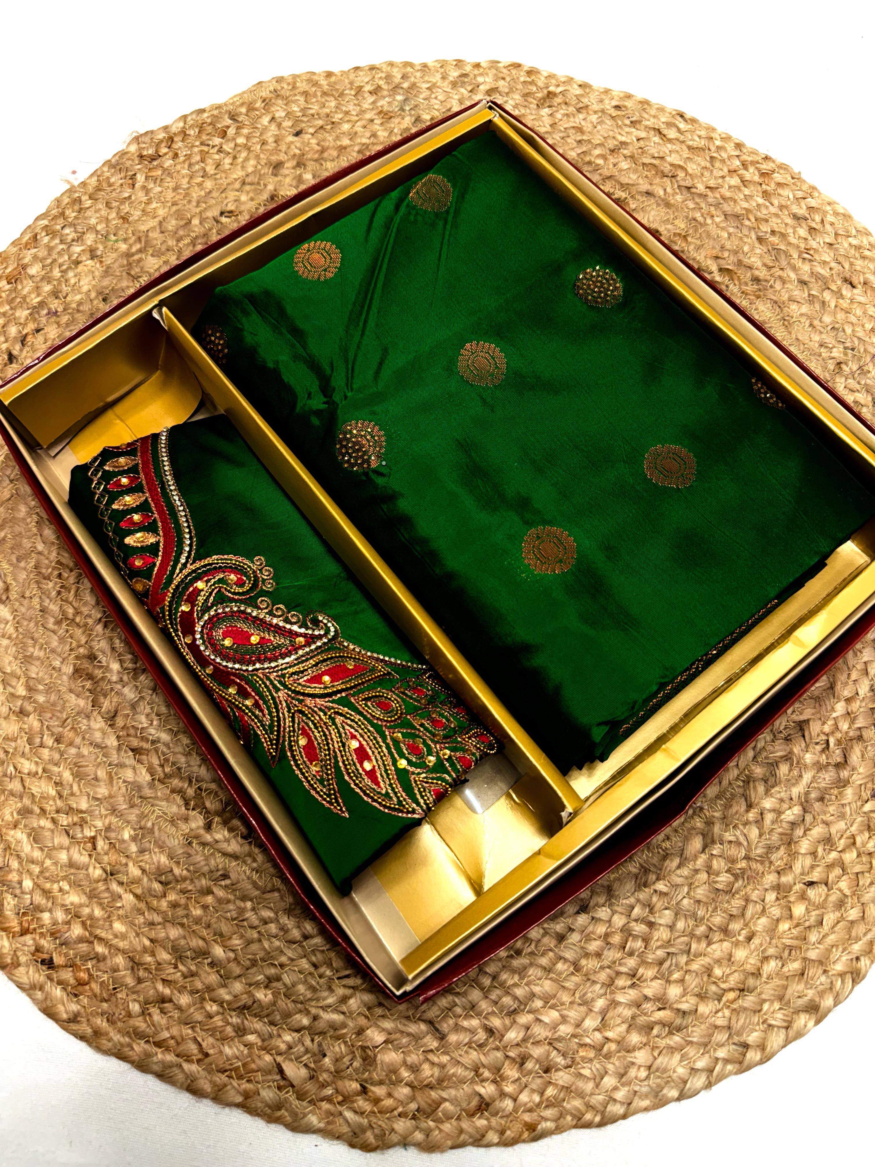 Tana Silk Premium Kalanjali Paithani Saree Stone work Buttis Handwork Embroidery Blouse Piece