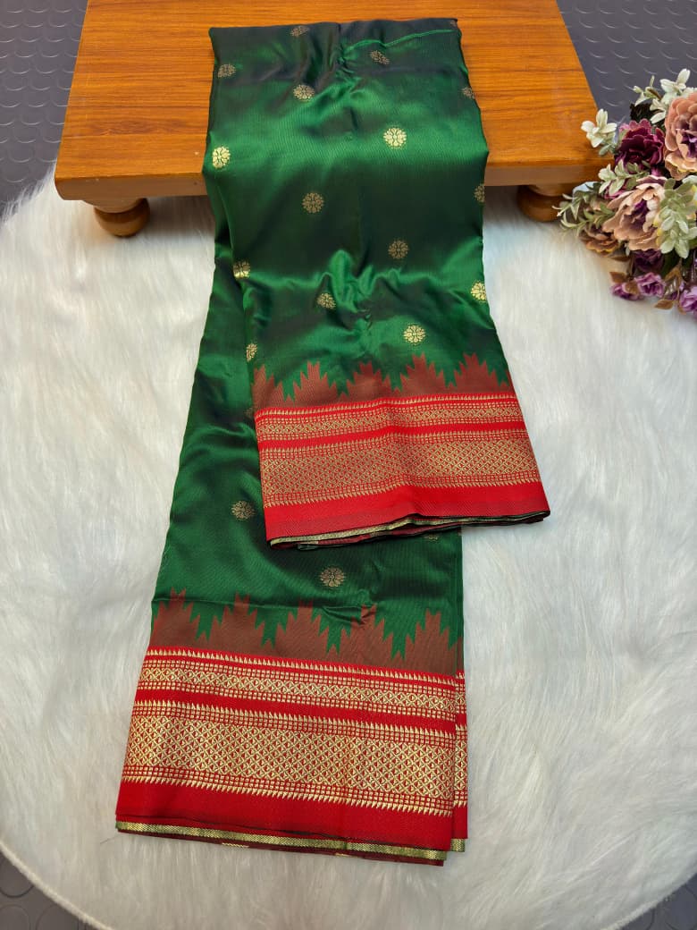 Traditional Pure Silk Erkal Paithani Saree Online-Shop premium Traditional Erkal Paithani Saree in pure silk with intricate buttis, rich Erkal pallu & contrast blouse. Perfect for weddings & festive wear.