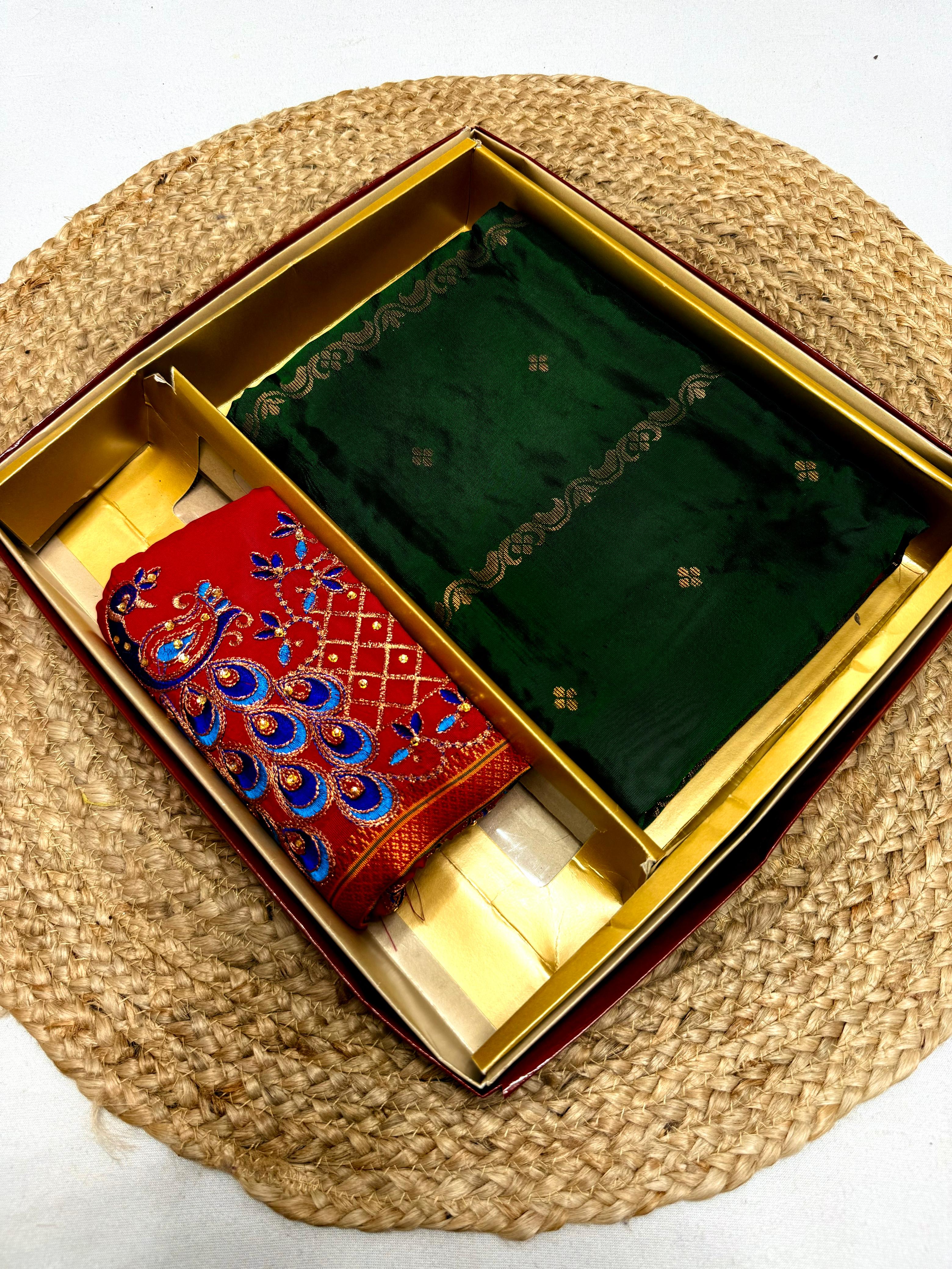 New Unique Design – Pure Shreya Kadiyal Paithani Saree with Aariwork Blouse