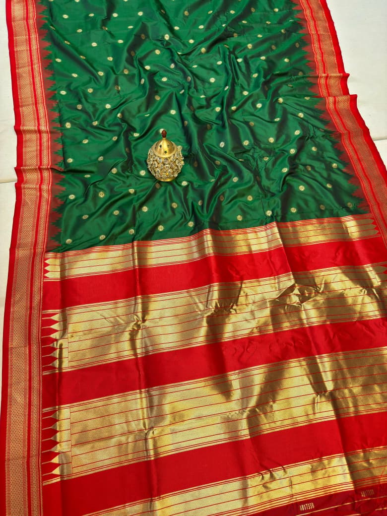 Traditional Pure Silk Erkal Paithani Saree Online-Shop premium Traditional Erkal Paithani Saree in pure silk with intricate buttis, rich Erkal pallu & contrast blouse. Perfect for weddings & festive wear.