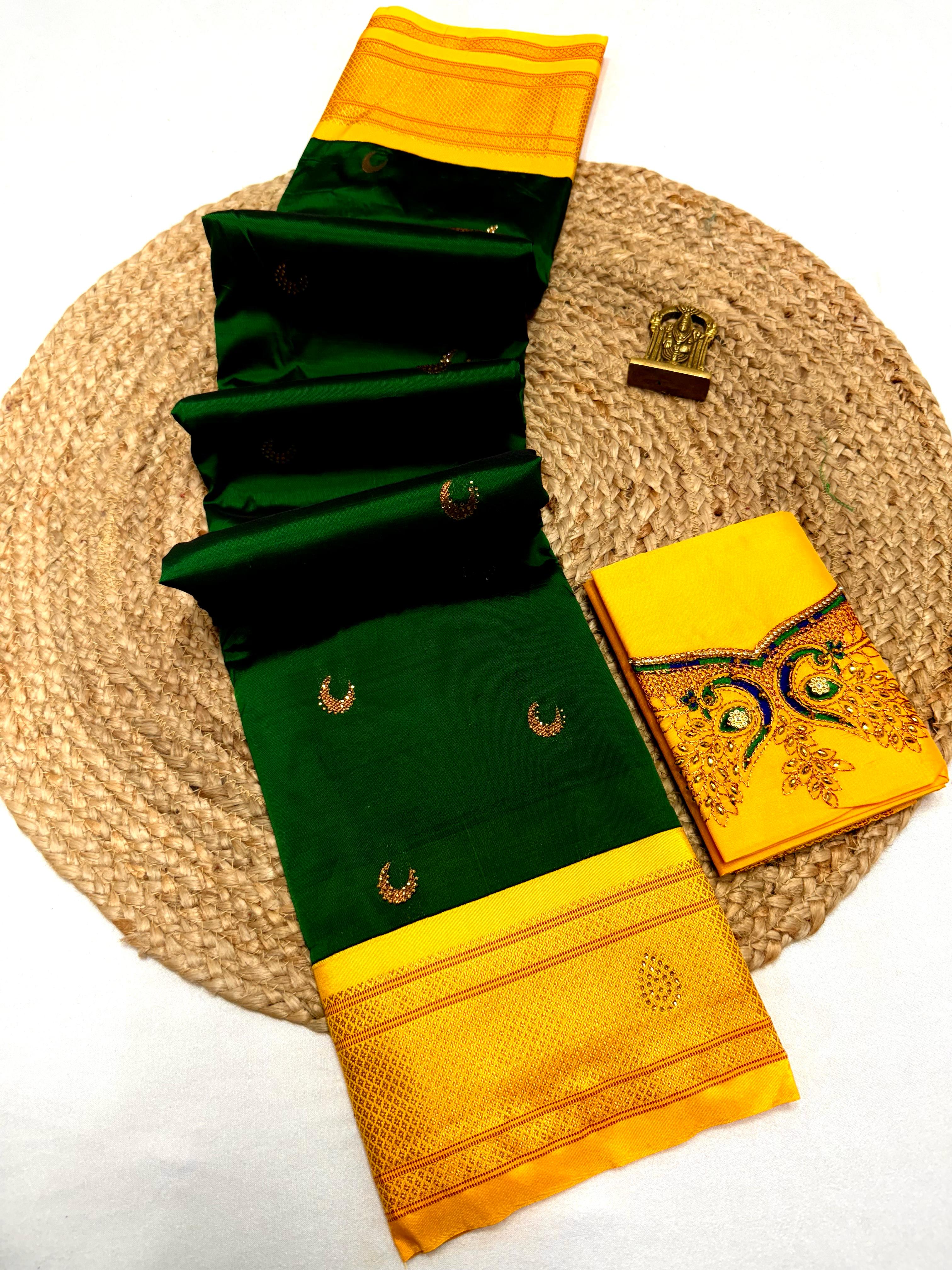 Krushnai Chandrakala Paithani Buttol Allover with Hand Work Embroidery Blouse in Tana Soft Silk