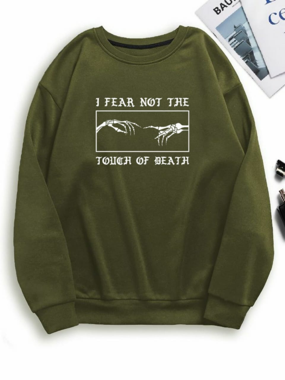 Regular fit chest print Sweatshirt made from soft 280 GSM cotton blend fleece. Stylish, comfortable &amp; perfect for everyday wear.