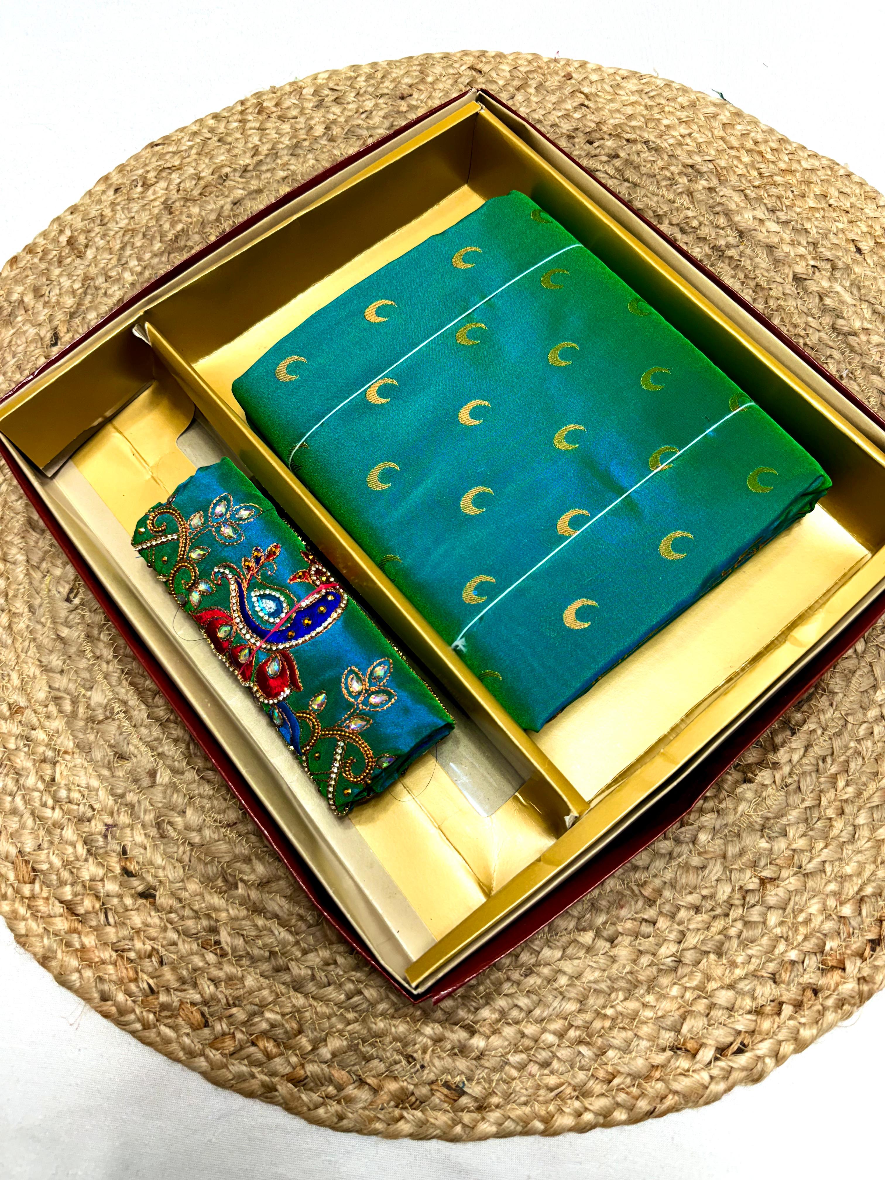 Handmade Chandrakala Kalanjali Paithani Saree All Over Butti Rich Peacock Pallu with Ariwork Blouse for Women