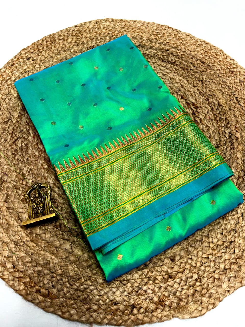 Women's Silky Kalanjali Paithani All Over Buttis, Rich Pallu with with Running Blouse.