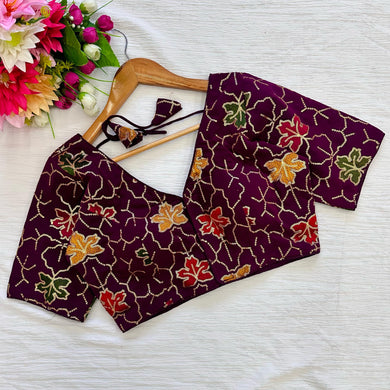 Blouse with Beautiful golden sequence all over cover with colour full embroidery work.