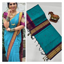 Load image into Gallery viewer, Upgrade your ethnic wardrobe with our Premium Soft Gadwal Paithani Srees. Made with high-quality materials, these sarees offer a soft and luxurious feel on the skin. Complete with a matching blouse piece, these sarees are perfect for traditional occasions. Elevate your style and make a statement with these premium sarees.