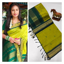 Load image into Gallery viewer, Upgrade your ethnic wardrobe with our Premium Soft Gadwal Paithani Srees. Made with high-quality materials, these sarees offer a soft and luxurious feel on the skin. Complete with a matching blouse piece, these sarees are perfect for traditional occasions. Elevate your style and make a statement with these premium sarees.