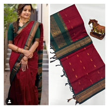 Load image into Gallery viewer, Upgrade your ethnic wardrobe with our Premium Soft Gadwal Paithani Srees. Made with high-quality materials, these sarees offer a soft and luxurious feel on the skin. Complete with a matching blouse piece, these sarees are perfect for traditional occasions. Elevate your style and make a statement with these premium sarees.