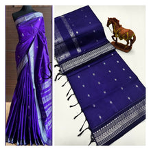 Load image into Gallery viewer, Upgrade your ethnic wardrobe with our Premium Soft Gadwal Paithani Srees. Made with high-quality materials, these sarees offer a soft and luxurious feel on the skin. Complete with a matching blouse piece, these sarees are perfect for traditional occasions. Elevate your style and make a statement with these premium sarees.