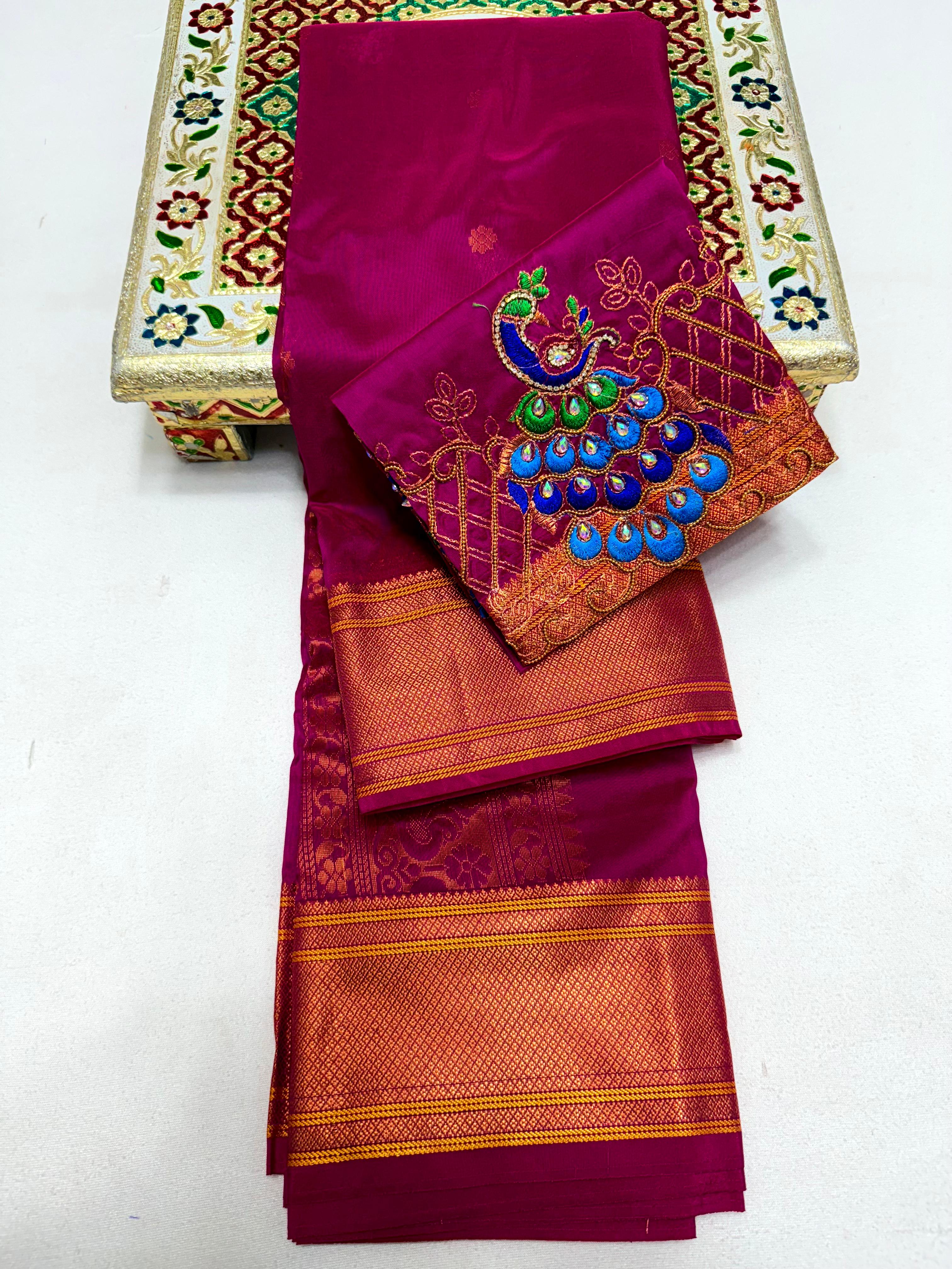 Tana Silk Premium Kalanjali Paithani Saree Kalanjali Buttis Handwork Embroidery Blouse Piece.