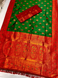 Kanjeevaram Paithani with Tassle Gonda Work All Over Butti & Brocade Blouse