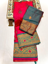 Load image into Gallery viewer, Kanjeevaram Paithani with Tassle Gonda Work All Over Butti &amp; Brocade Blouse Green, Pink