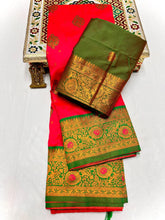 Load image into Gallery viewer, Kanjeevaram Paithani with Tassle Gonda Work All Over Butti &amp; Brocade Blouse Red, Yellow