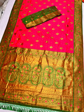 Load image into Gallery viewer, Kanjeevaram Paithani with Tassle Gonda Work All Over Butti &amp; Brocade Blouse Red, Yellow