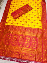 Load image into Gallery viewer, Kanjeevaram Paithani with Tassle Gonda Work All Over Butti &amp; Brocade Blouse Red, Yellow