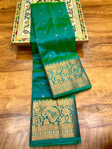 Kanjivaram Premier Tana Soft Silk Piathani Zari Butti with running Blouse.