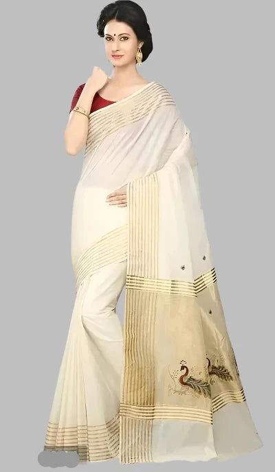 Cotton White Solid Kasavu Saree with Blouse piece

Color: White
Fabric: Cotton
Type: Saree with Blouse piece
Style: Solid
Design Type: Kasavu
Saree Length: 5.5 (in metres)
Blouse Length: 0.8 (in metres)
Imp Note: With running blouse, Handwash only

This Cotton White Solid Kasavu Saree with Blouse piece is expertly crafted with cotton for a comfortable and stylish wear. The handwash feature ensures easy maintenance, making it a perfect addition to your wardrobe. Elevate your look with this versatile saree.