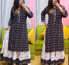 Load image into Gallery viewer, Alluring Rayon Printed Kurta with Skirt Set For Women