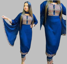 Load image into Gallery viewer, Classic Rayon Embroidered Kurta, Bottom and Dupatta set for Women.&nbsp;

Size: M, L, XL, 2XL

&nbsp;Neck Style: &nbsp;Boat Neck
&nbsp;Color:&nbsp; Green,Blue, Purple, Maroon
&nbsp;Fabric: &nbsp;Rayon
&nbsp;Pack Of: &nbsp;Single
&nbsp;Type: &nbsp;Kurta, Bottom and Dupatta Set
&nbsp;Style: &nbsp;Aari Work
&nbsp;Design Type: &nbsp;A-Line
&nbsp;Sleeve Length: &nbsp;3/4 Sleeve
&nbsp;Occasion: &nbsp;Party
&nbsp;Kurta Length:&nbsp; Above calf
&nbsp;Sleeve Style: &nbsp;Set-in Sleeve

Introducing our classic Rayon 