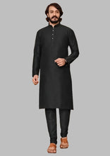 Load image into Gallery viewer, Elegant Black Cotton Solid Cotton Kurta Pyjama Set for Men

Size: S, M, L , XL, XXL, XXXL

&nbsp;Color: &nbsp;Black
&nbsp;Fabric: &nbsp;Cotton
&nbsp;Type: &nbsp;Kurta Sets
&nbsp;Style: &nbsp;Solid
&nbsp;Design Type: &nbsp;Kurta &amp; Bottom Sets

Indulge in comfort and style with our Elegant Black Cotton Kurta Pyjama Set for Men. Made with high quality cotton, this set offers a soft and breathable fabric that ensures maximum comfort. The solid black design adds a touch of elegance, making it suitable for an