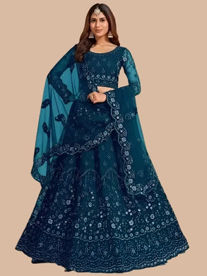 Stylish Teal Net Embroidered Lehenga Choli with Dupatta Set For Women

Color: Teal
Fabric: Net
Type: Semi Stitched
Style: Embroidered
Waist: 28.0 - 38.0 (in inches)
Bust: 38.0 - 44.0 (in inches)
Net Embroidered Lehenga Choli with Dupatta Set For Women, Dupatta Length- 2.0 Mtr

This stylish teal net embroidered lehenga choli with dupatta set for women combines traditional design with a contemporary touch. Made from high-quality net fabric, the intricate embroidery adds a touch of elegance to the ensemble. Pe